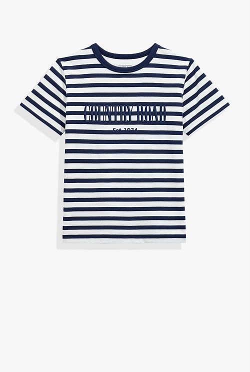 Navy Stripe Verified Australian Cotton Heritage TShirt New Logo