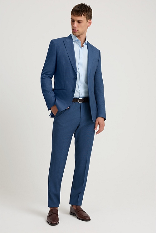 Pale Blue Tailored Fit Super Fine Cotton Stretch Shirt - Business ...