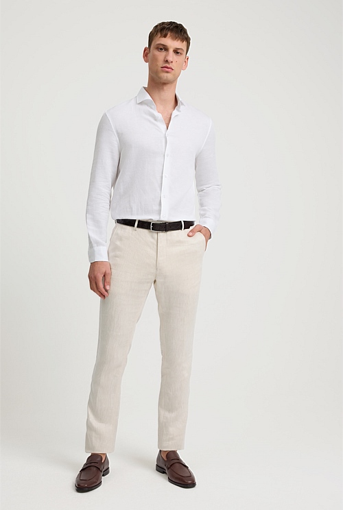 White Tailored Fit Cotton Linen Blend Shirt - Casual Shirts | Country Road