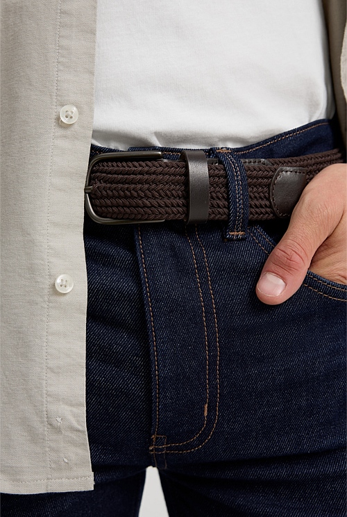 Chocolate Stretch Woven Belt - Belts | Country Road