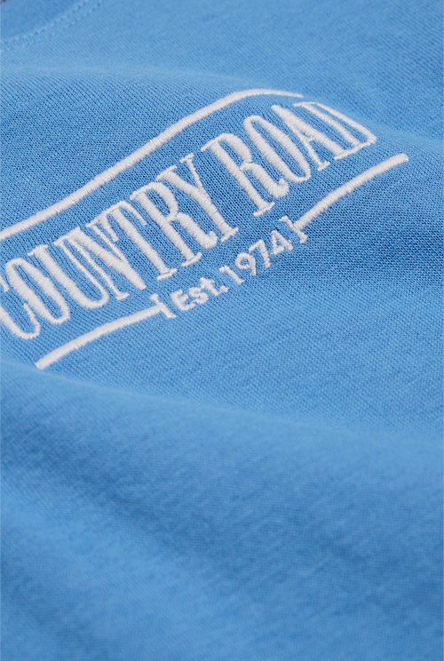 Sky Blue Organically Grown Cotton Heritage Long Sleeve Bodysuit Jumpsuits & Bodysuits