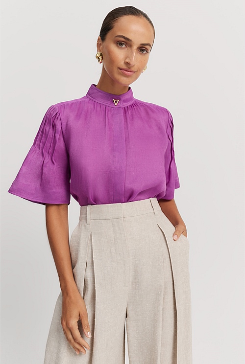 Top/blouse Soyeuse French Connection Violet - Taille M Neuve Sans étiquettes - Manches Courtes Décontracté