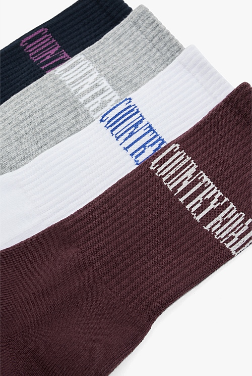 Multicolour Australian Cotton Blend Heritage Sock Pack of 4 Socks