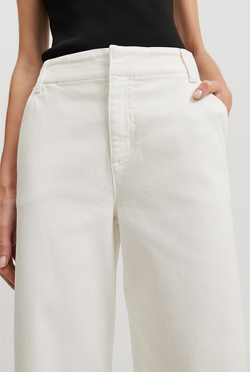 White High Rise Wide Leg Jean - Pants | Country Road