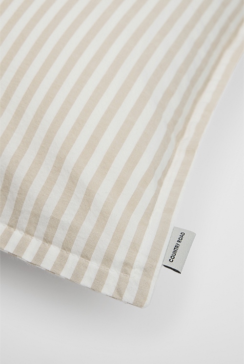 Natural Brae Australian Cotton Stripe Standard Pillowcase Pair