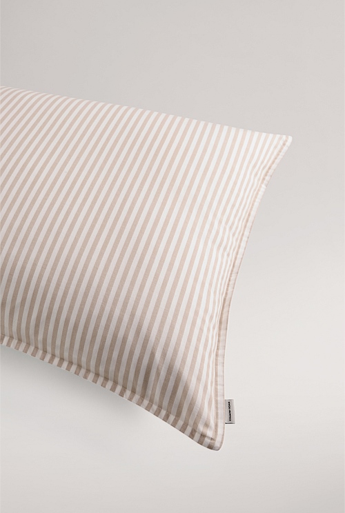 Natural Brae Australian Cotton Stripe Standard Pillowcase Pair