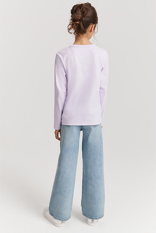 Lilac Multi Verified Australian Cotton Long Sleeve Heritage T-Shirt - T ...