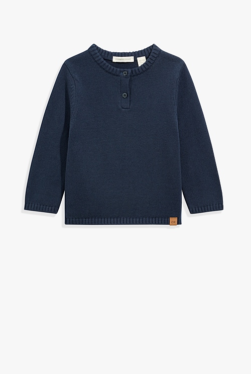 Navy Henley Knit - Knitwear | Country Road