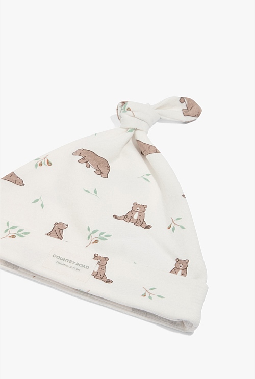 Marshmallow Organically Grown Cotton Bear Beanie Accessories