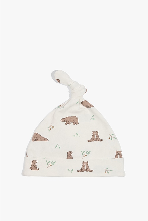 Marshmallow Organically Grown Cotton Bear Beanie Accessories