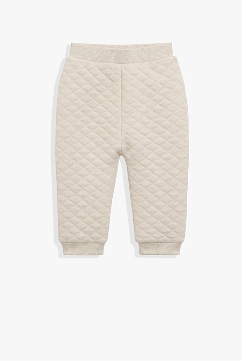 Oatmeal Marle Organically Grown Cotton Blend Quilt Sweat Pant - Sweats ...