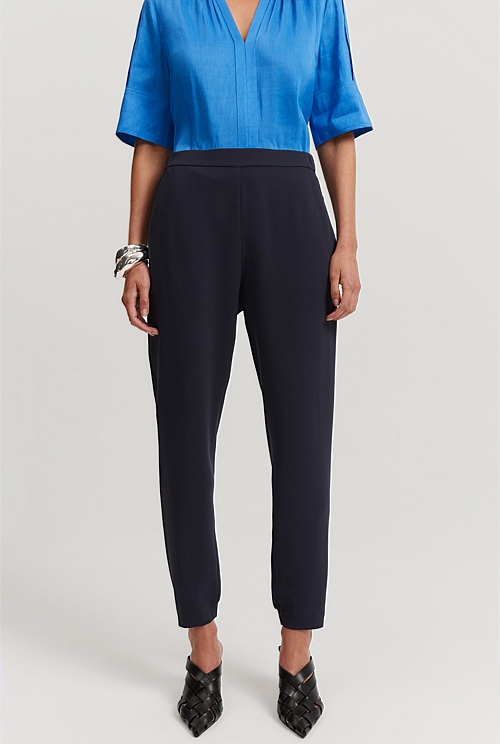 Navy Pull-on Woven Pant - Pants | Country Road
