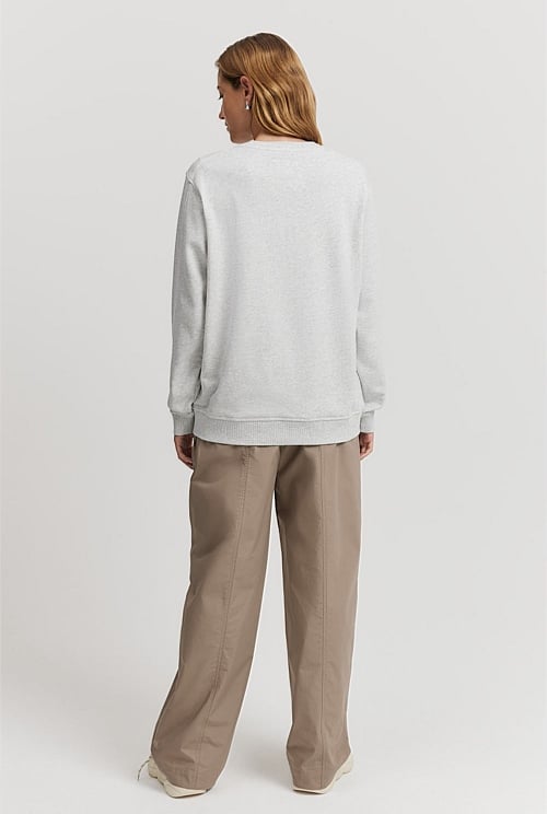 Light Grey Marle Australian Cotton Relaxed Fit Sweat - Natural Fibres ...