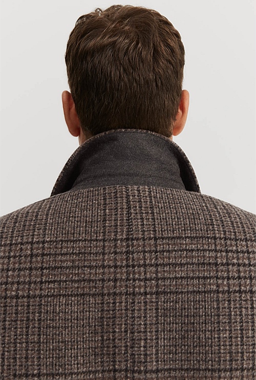 Gingerbread Recycled Wool Blend Check Double-Breasted Coat - Jackets ...