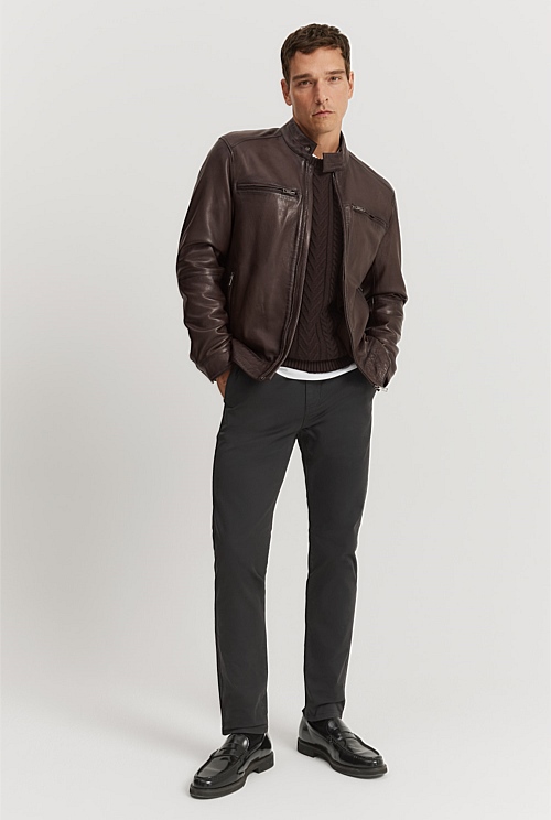 Dark Brown Leather Jacket - Jackets & Coats | Country Road