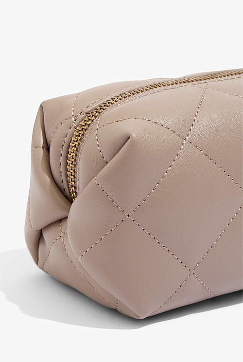 Fawn Quilted Mini Zip Top Cosmetic Case Bags Country Road