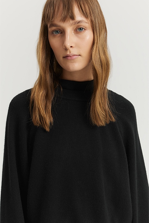 Black GCS-certified Cashmere Blend Crop Knit - Natural Fibres | Country ...