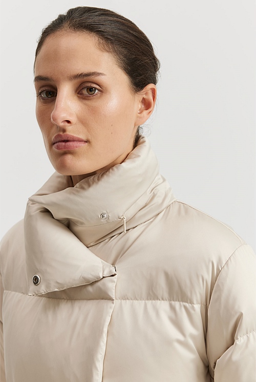 Oat Milk Recycled Polyester Relaxed Puffer Jacket - Jackets & Coats ...