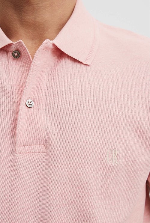 Candy Pink Marle Verified Australian Cotton Pique Polo - Natural Fibres ...