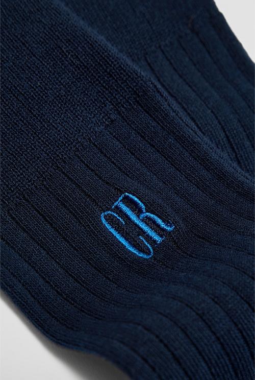 Navy Australian Cotton Blend Country Road Ribbed Crew Sock Australian Grown Country Road