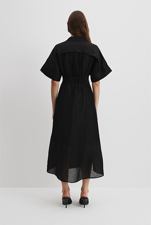 Black Wrap Front Midi Dress - Dresses | Country Road