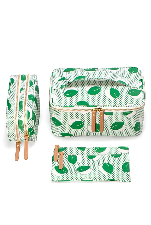 Green Vintage Leaf Large Cosmetic Bag Cosmetic Bags Country Road