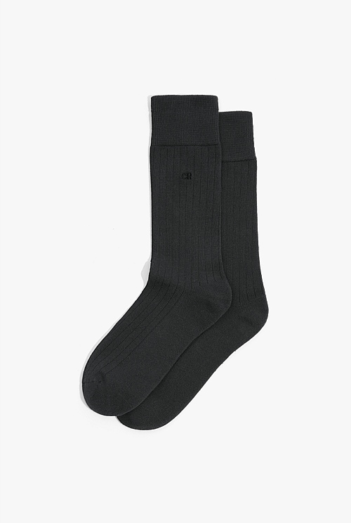 Charcoal Career Rib Sock - Socks | Country Road