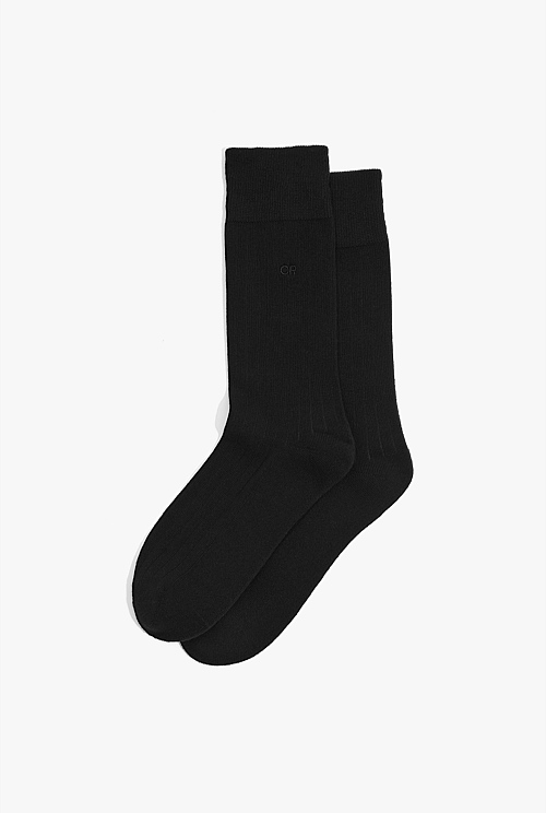 Black Career Rib Sock - Socks | Country Road