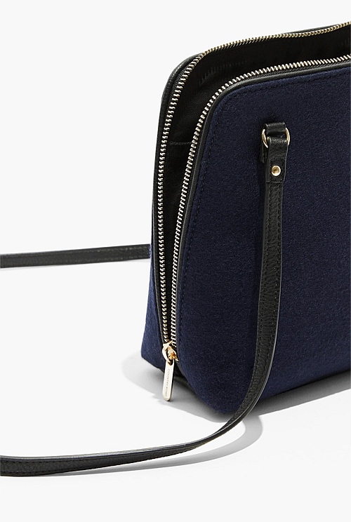 Navy Felt Crossbody Bag Bags Country Road