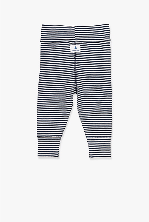 Navy Organically Grown Cotton Stripe Soft Pant - Pants | Country Road