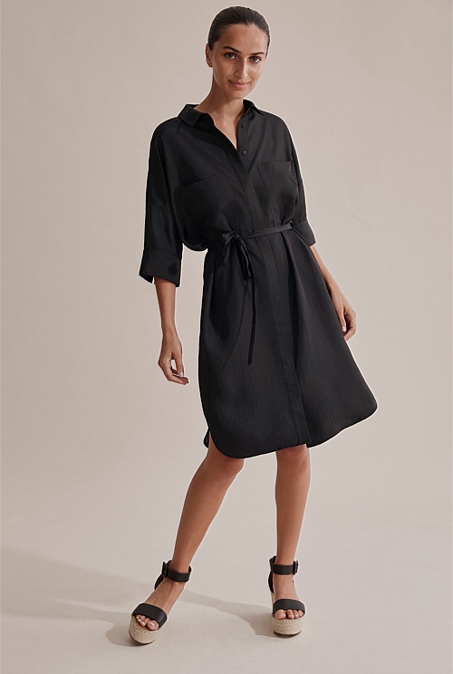 Black Wear to Work Shirt Dress - Dresses | Country Road