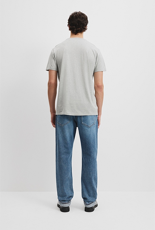 Light Grey Marle Pima Cotton Crew T-Shirt - Natural Fibres | Country Road