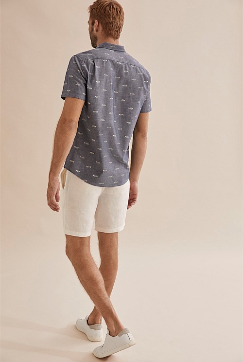 Chambray Regular Chambray Print Shirt Casual Shirts Country Road