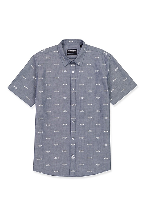 Chambray Regular Chambray Print Shirt Casual Shirts Country Road