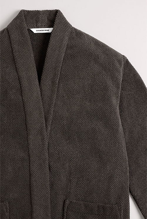 Charcoal Calo Australian Cotton Bath Robe - Sleepwear | Country Road