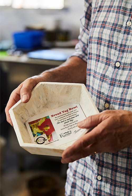 White Robe Bread Tag Bowl Serving Country Road