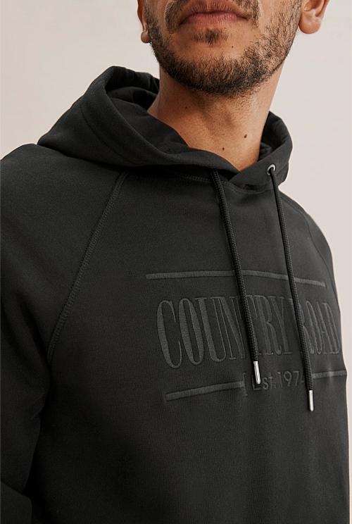 Black Verified Australian Cotton Heritage Hooded Sweat Natural Fibres