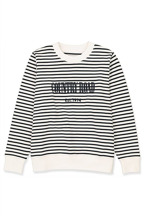 Navy Verified Australian Cotton Stripe Heritage Sweat - Sweats ...