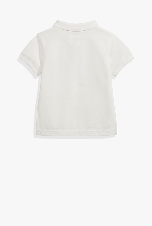 Marshmallow Organically Grown Cotton Polo Shirt - Natural Fibres ...