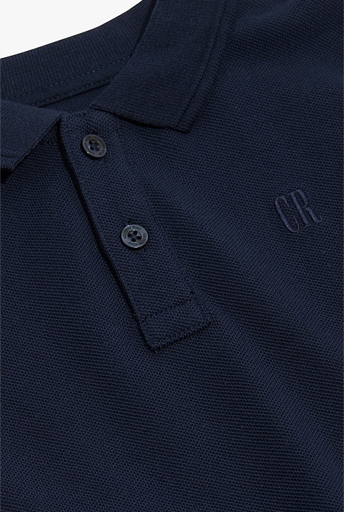 Navy Organically Grown Cotton Polo Shirt - T-Shirts | Country Road