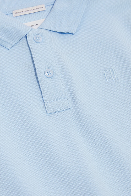 Pale Blue Organically Grown Cotton Polo Shirt - T-Shirts | Country Road